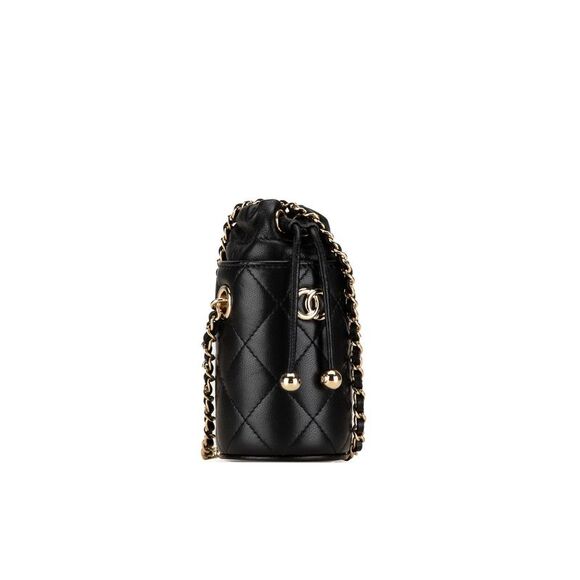 Pre Loved Chanel Micro CC Quilted Calfskin Drawstring Bucket Bag - Picture 2 of 8